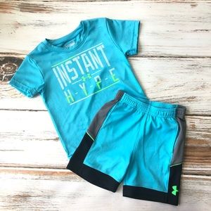 Under Armour teal shirt short outfit 3T